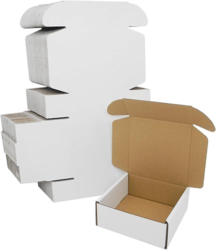 Miniatura 16 de Paquete de 50 cajas de envío de 7x6x2 pulgadas, caja de cartón blanco corrugado, cajas de correo planas para literatura para embalaje de pequeñas