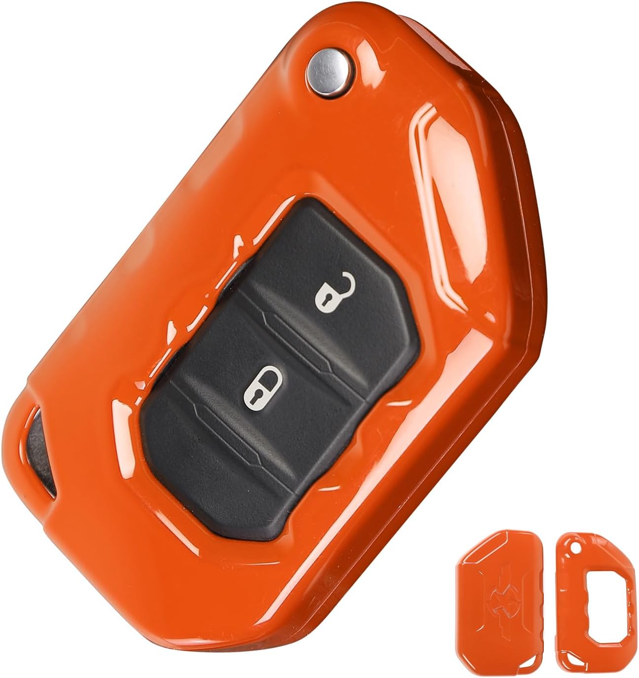 Key Fob Cover Case Protector Fit for Jeep Wrangler JL JLU Gladiator JT 2018-2025 (Orange)