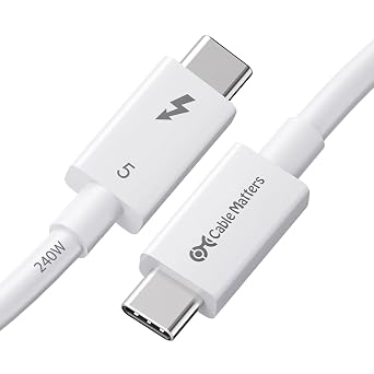 Cable Matters [Intel Certified] 80Gbps Thunderbolt 5 Cable with up to 120Gbps Bandwidth Boost and 240W Charging - 1m / 3.3ft, Compatible with Thunderbolt 4, USB4, and USB C, White