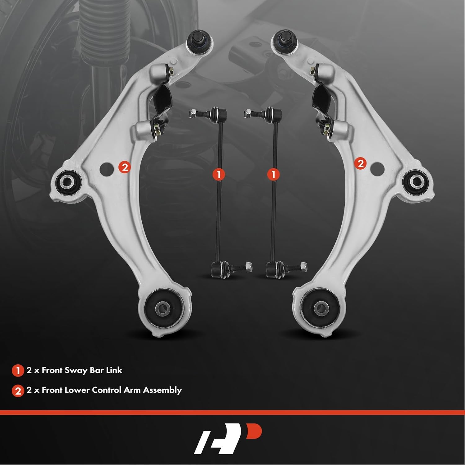 A-Premium Set of 4, Front Lower Control Arm, Sway Bar Link, Compatible with Nissan Maxima 2009 2010 2011 2012 2013 2014