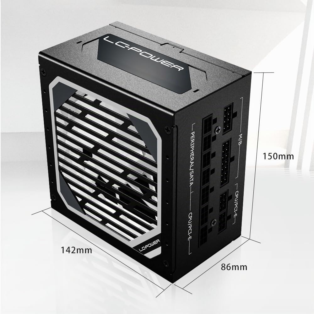 LC-POWER LC1000M V3.0 1000W ATX 3.0 PC-Netzteil – 80+ Gold Vollmodular – PCIe 5.0 12VHPWR – Super Silent 135mm Lüfter – für Gaming-PC & Workstation