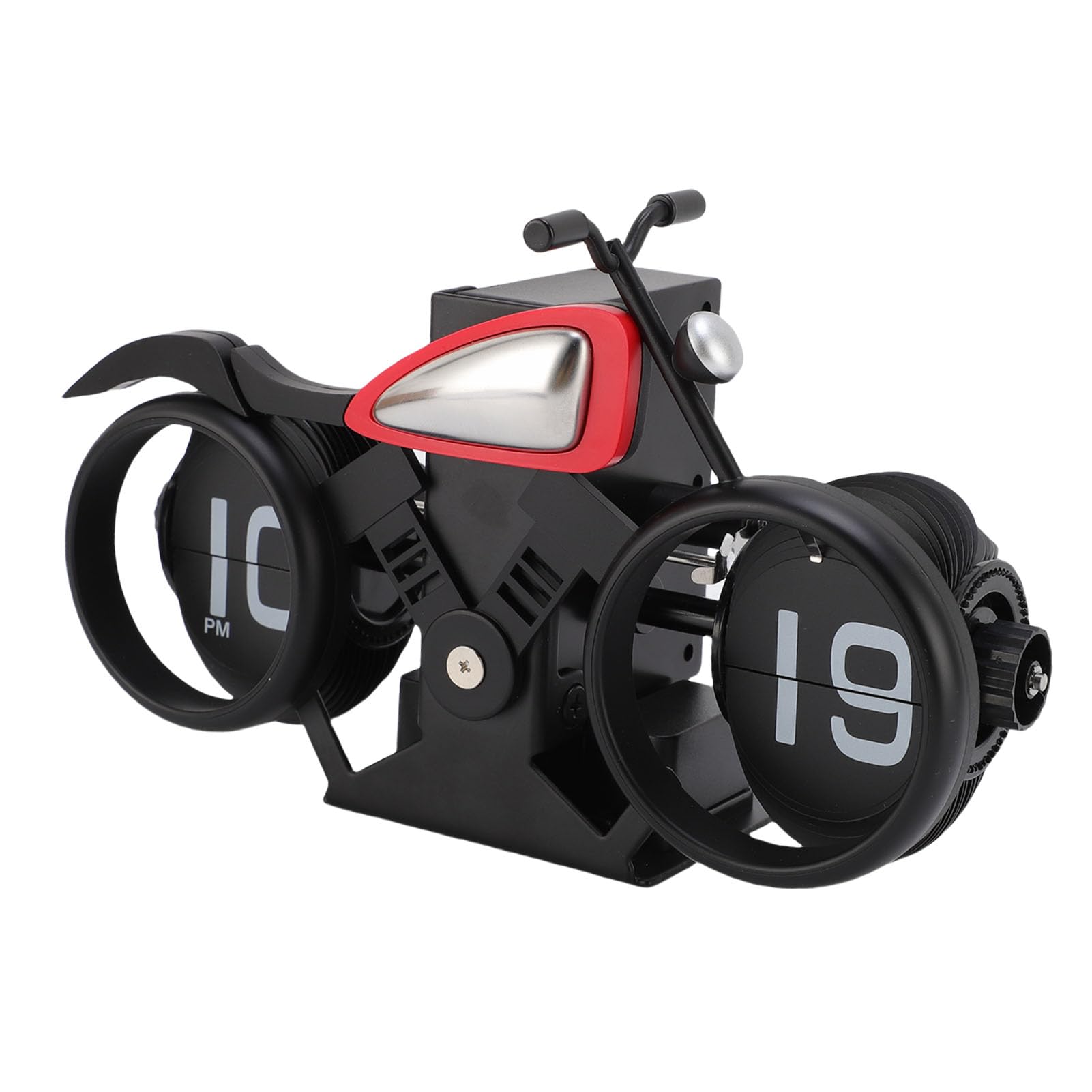 aqxreight Retro Motocyklowy Zegar z klapką Mechaniczny Zegarek na Biurko z funkcją Automatycznego Przewracania Stron i Przypomnieniem, Wielofunkcyjny Zegar Nablatowy do Biura, Gabinetu i Wystroju Domu