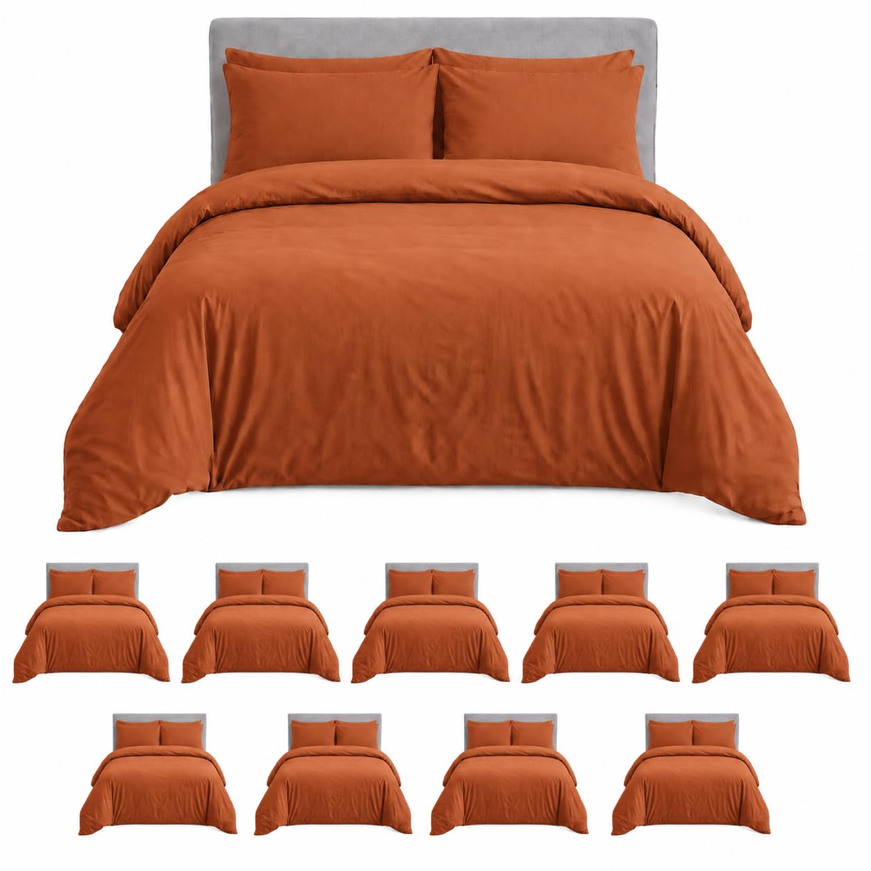 MOONLIGHT20015 Double Duvet Set Pack of 10, Rust Premium Bedding Sets