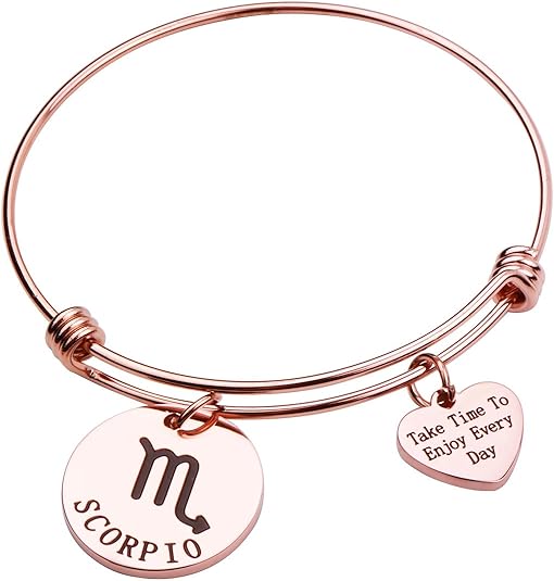 Rose Gold Zodiac Sign Bracelet Constellation Jewelry Gift for Her