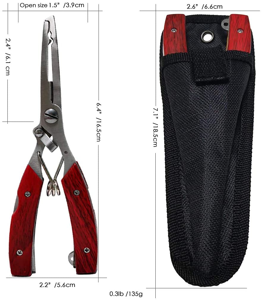 LaJao Pinze Multiuso Per Pesca Con Rimuovi Amo E Tagliafili - Kit Attrezzo Da Pesca Con Guaina - Acciaio Inox