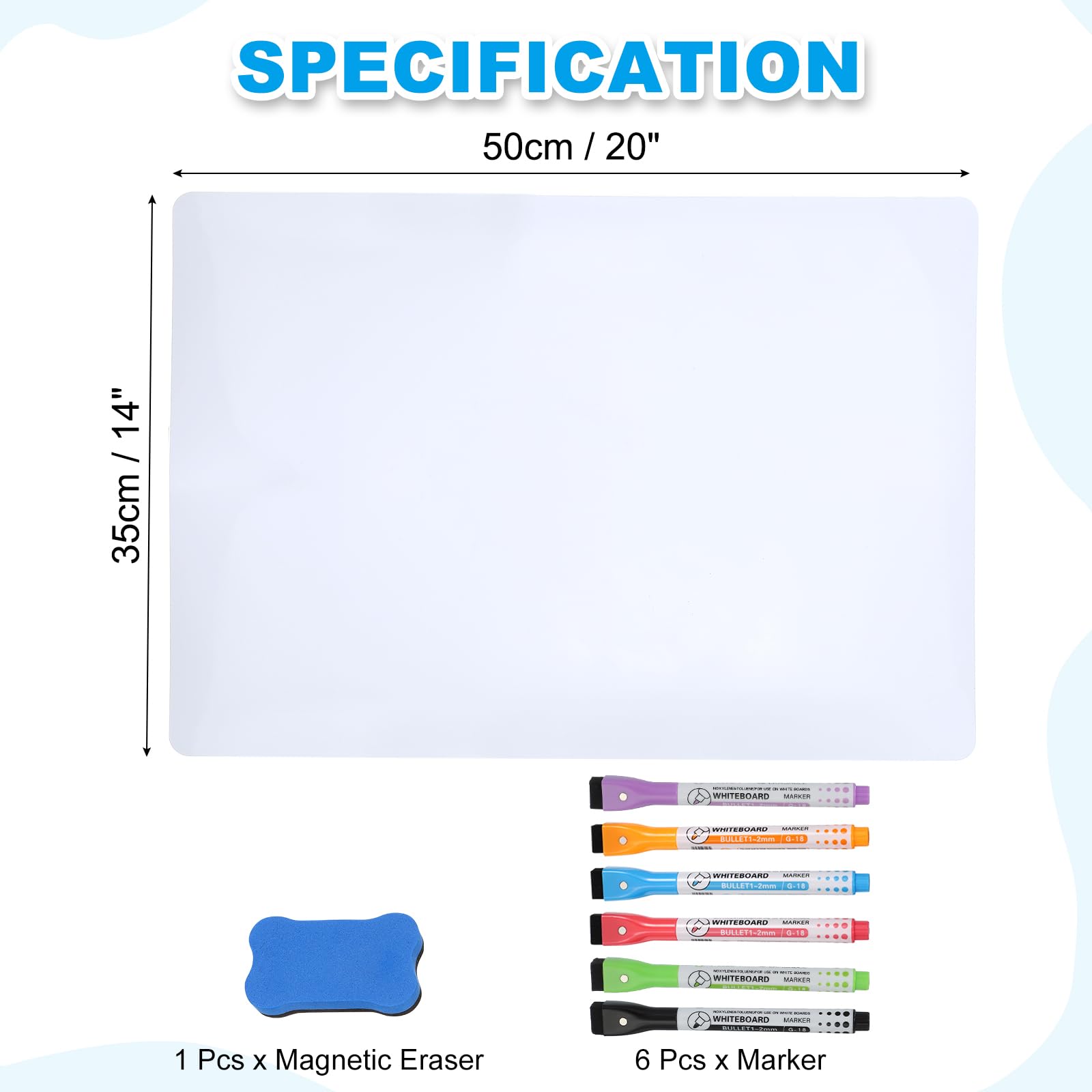 PATIKIL Magnetic Dry Erase Whiteboard Paper, 20"x14" White Board Stickers for Wall Whiteboard Contact Paper Sheet with Marker - Image 2