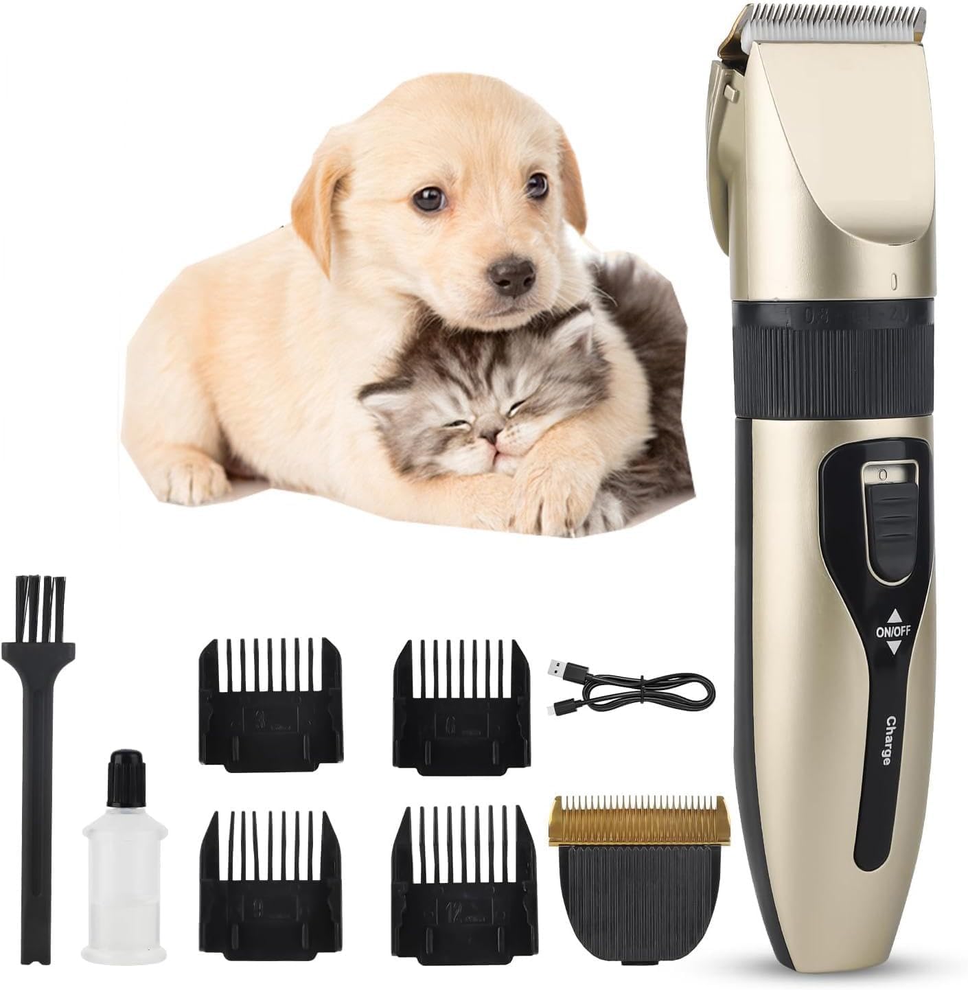 Amazon.com: FuzzyFix PC216GX Dog Clippers for Grooming, Cordless Dog & Cat Hair Trimmer with Detachable Titanium Blade, 4 Guard Combs : Pet Supplies
