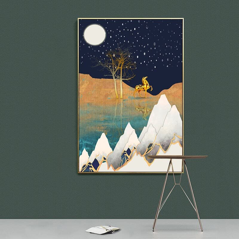 Amazon.co.jp: MAXSP 北欧風景キャンバス絵画抽象的な山の日の出