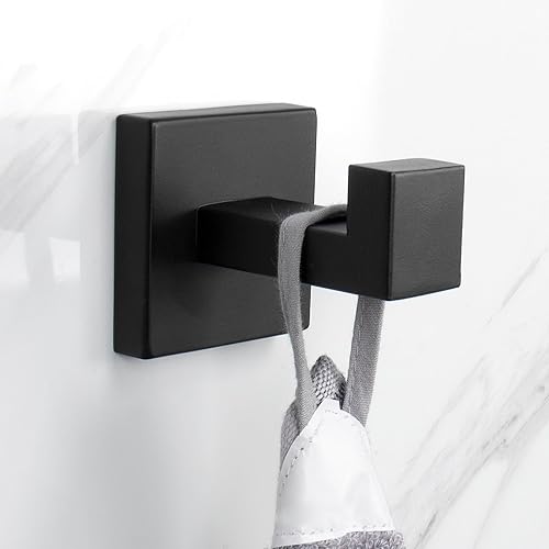 Miniatura 13 de NearMoon Ganchos cuadrados para toallas de baño -SUS304 de acero inoxidable para colgar batas, ganchos resistentes para baño, sala de estar, hotel