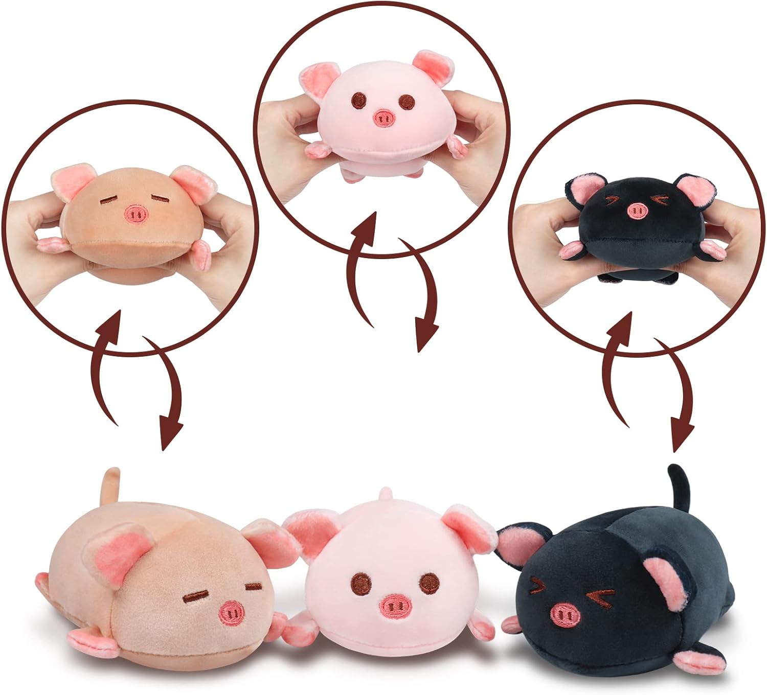 Achwishap Pig Stuffed Animal Mommy 19.6” with 3 Pig Babies Plush,4 PCS Cute Pig Plushie Pillow,Kawaii Plush Toys Soft Hugging Pillow for Kids Girls Boys Birthday Gifts Plushies(Pink Pig Family)