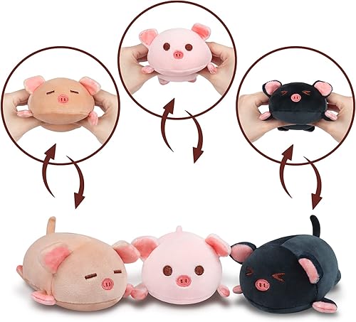 Miniatura 4 de Achwishap Peluche de cerdo para mamá de 19.6 pulgadas con 3 peluches de cerdo, 4 almohadas de felpa de cerdo, juguetes Kawaii almohada de abrazo