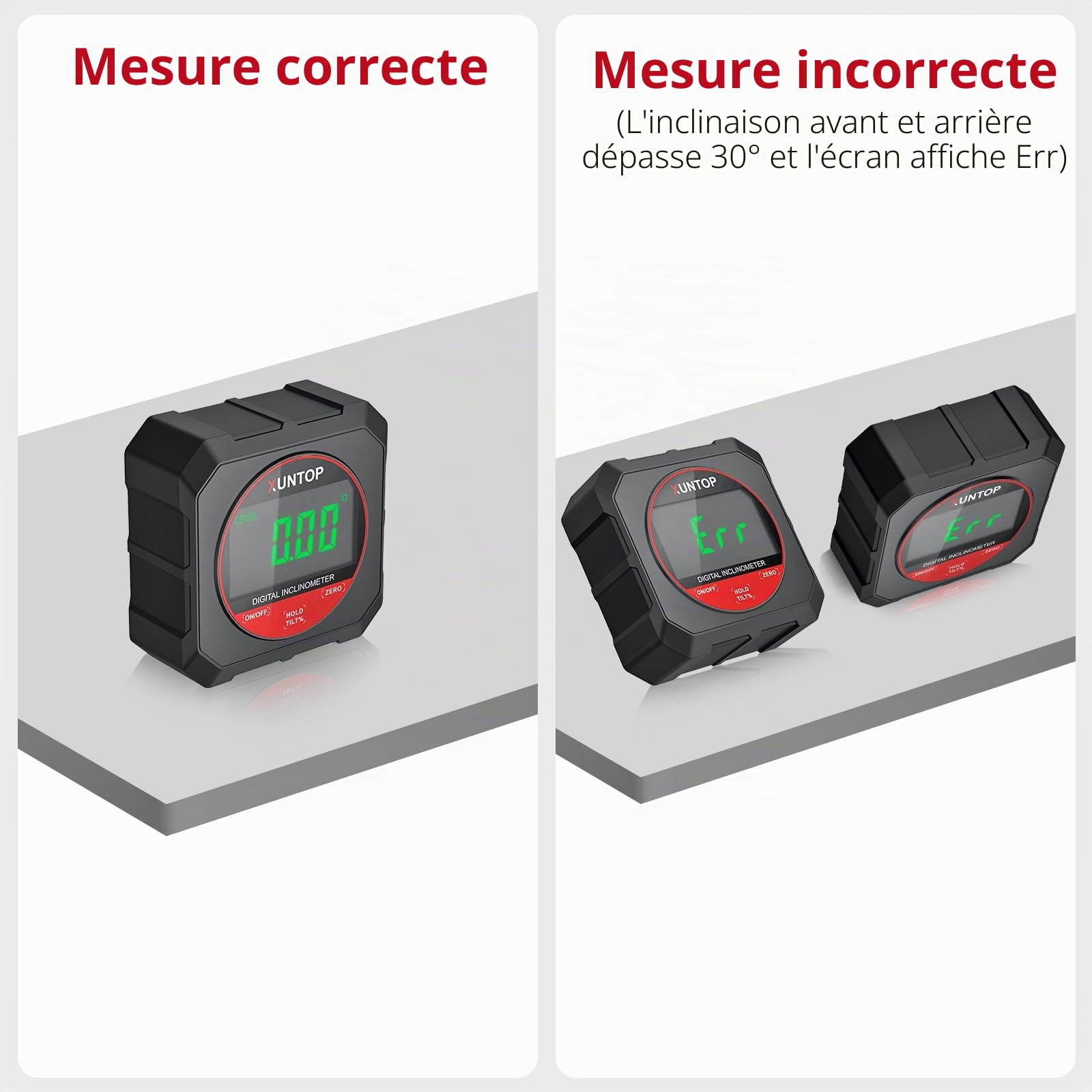XUNTOP Inclinomètre Numérique Tactile LCD - Niveau Digital Magnétique Haute Précision 0.05° avec Écran Sensible au Toucher, Fonction ZERO et Mesure Relative, pour Menuiserie, Bricolage, Construction