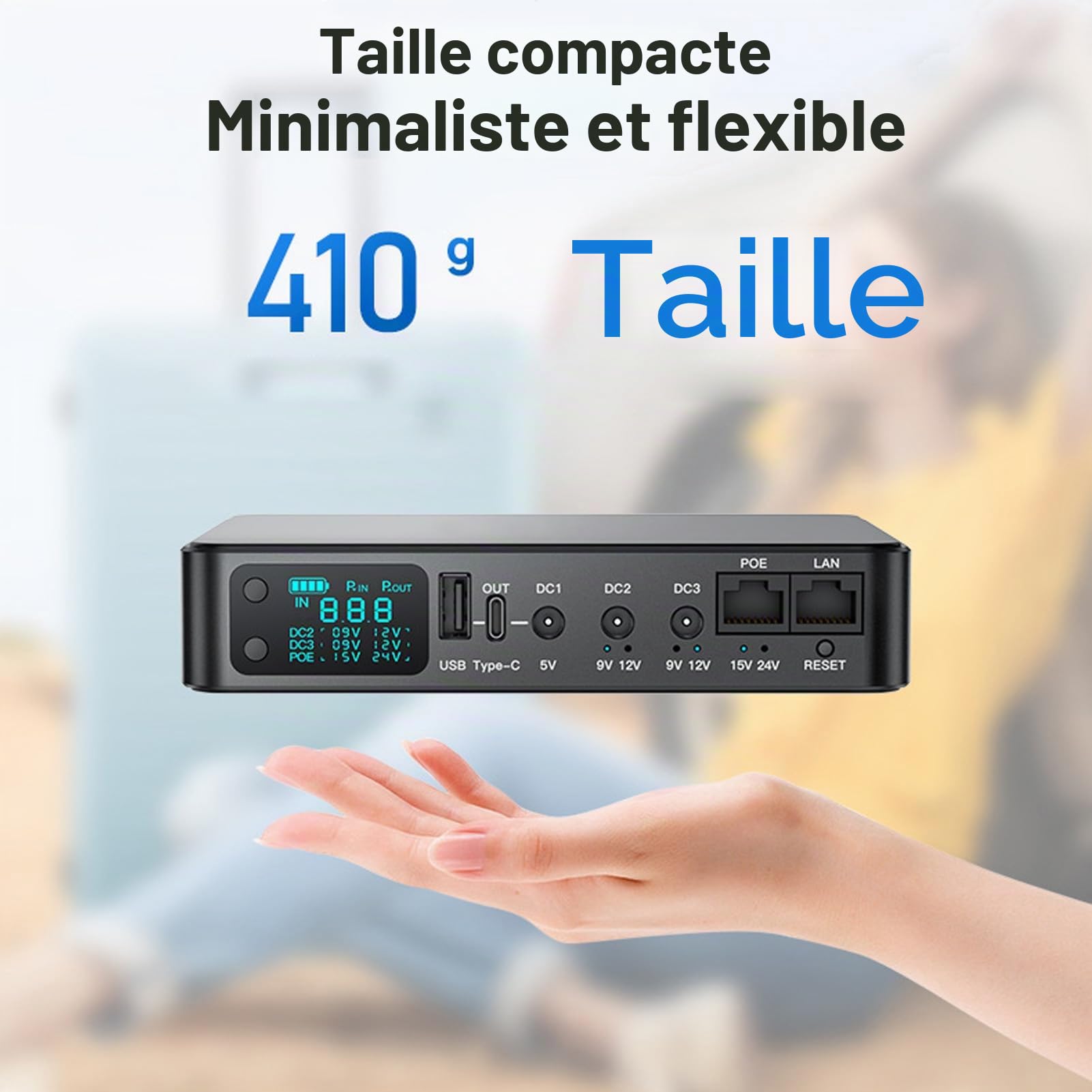 SEAFRONT 18 000mAh Mini UPS Battery Backup Alimentation Multiples Sorties pour L'empreinte Digitale de la Caméra de sécurité du Routeur Compatible avec Divers Appareils (Prise UE)
