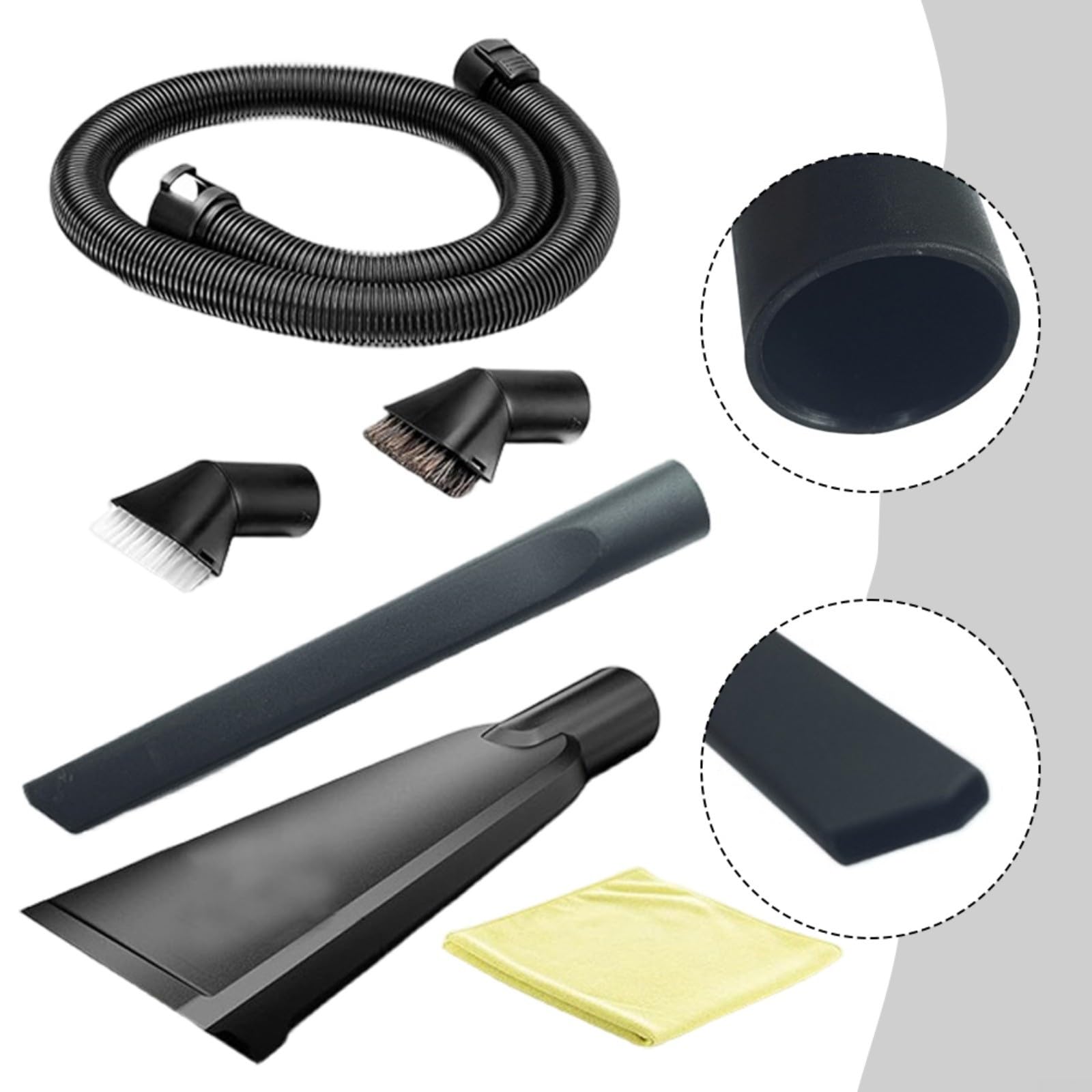 Kit de accesorios de limpieza para el hogar y el jardín, manguera de 1,5 m con grieta, cepillos de tapicería y paño para el cuidado interior detallado