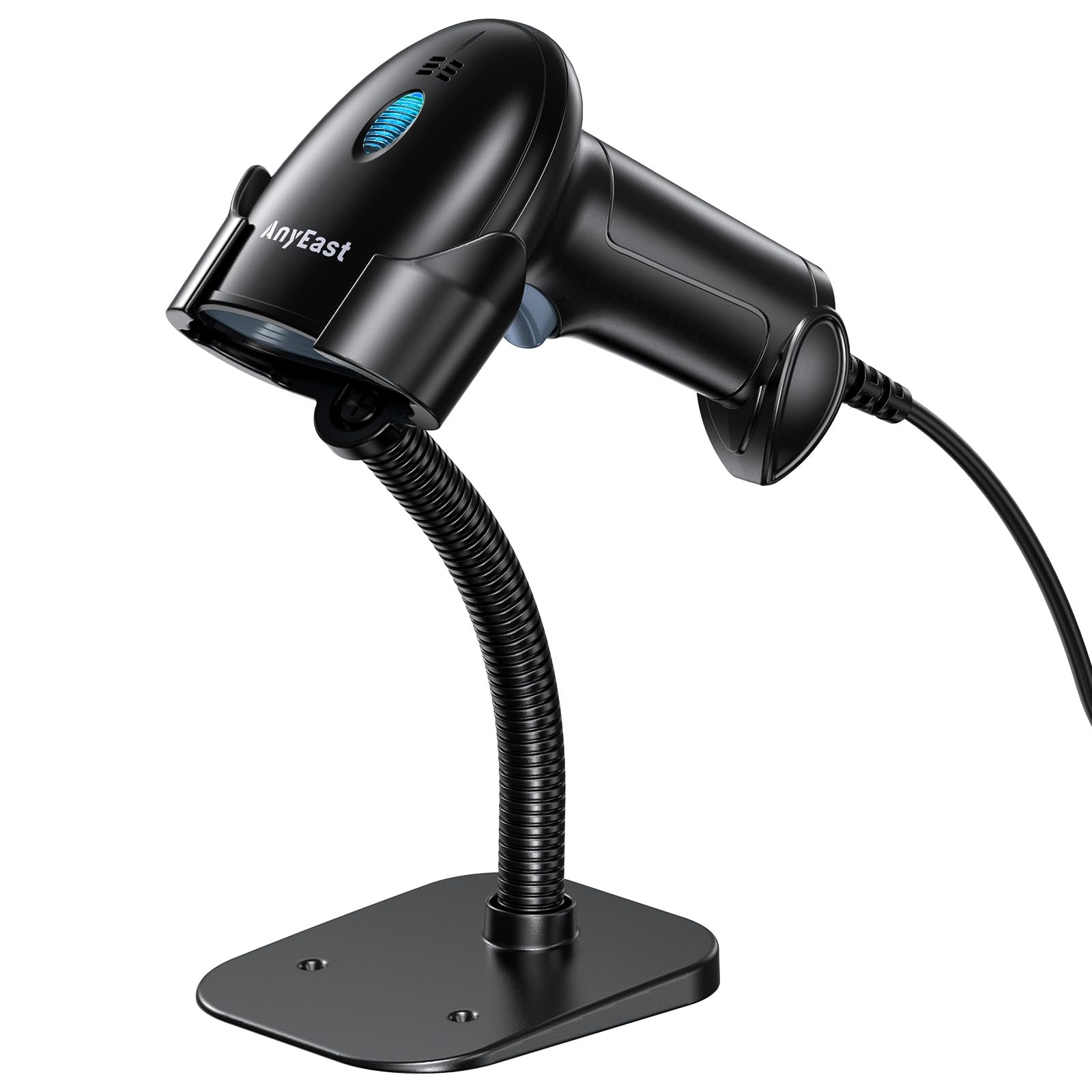 Anyeast - Scanner per codici a barre con supporto, USB cablato, scanner di codici 2D 1D per computer, supporto POS, scansione automatica dello schermo, lettore di codici a barre CMOS per