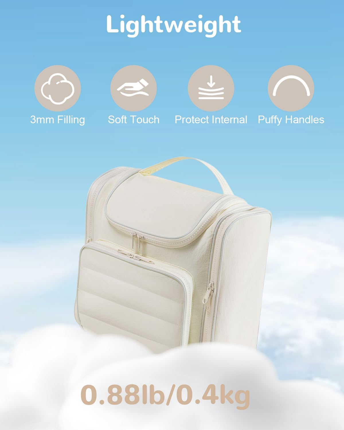 Waterproof Large Capacity Hanging Travel Toiletry Bag for Women, Portable Travel Organizer Kit for Full Sized Toiletries and Cosmestics, Spacious Makeup Bag with Swivel Hook, White - Image 4