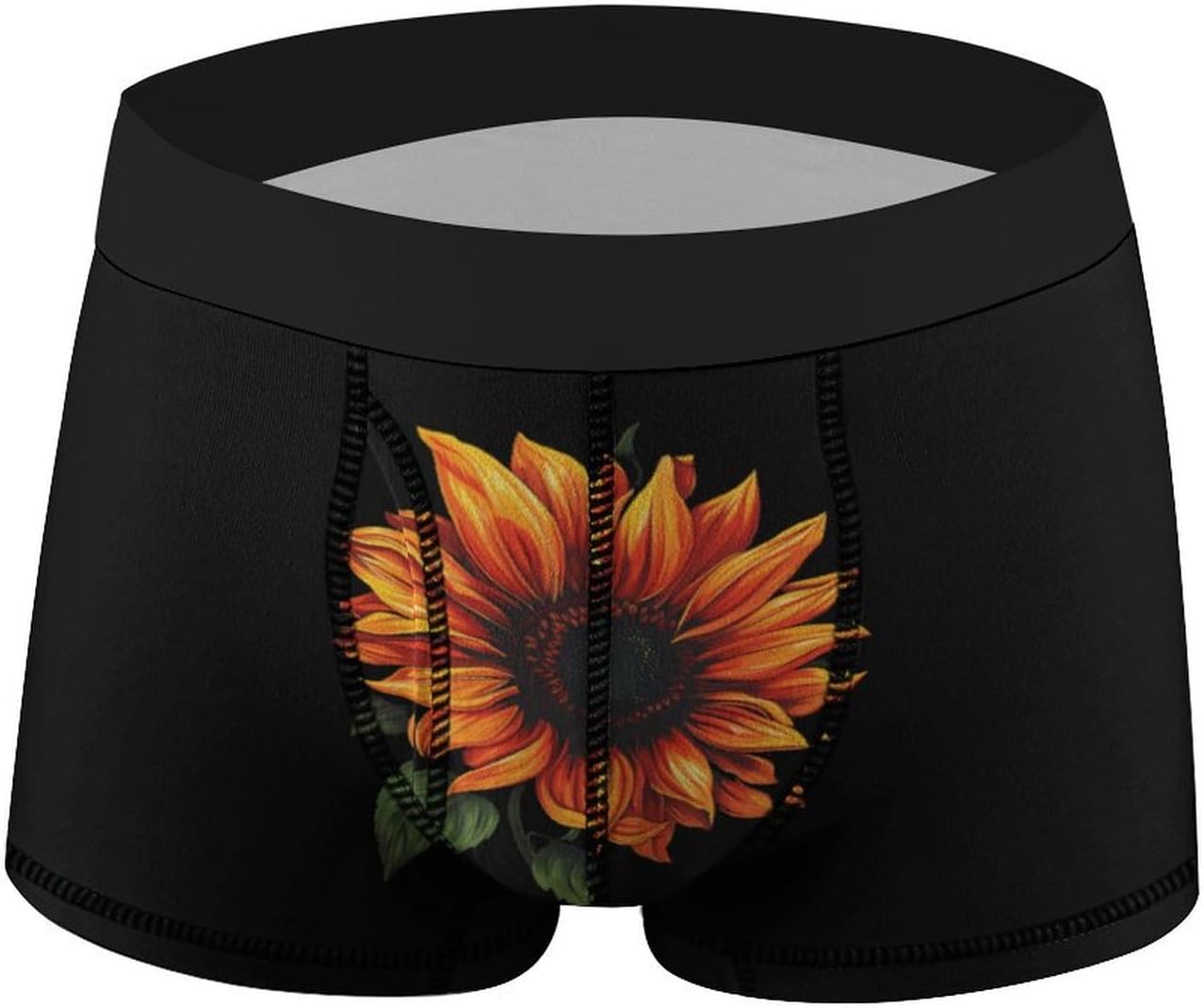 Orange Yellow Sunflower Novelty Men's Trunks Soft Breathable Underwear Patterned Stretch Briefs