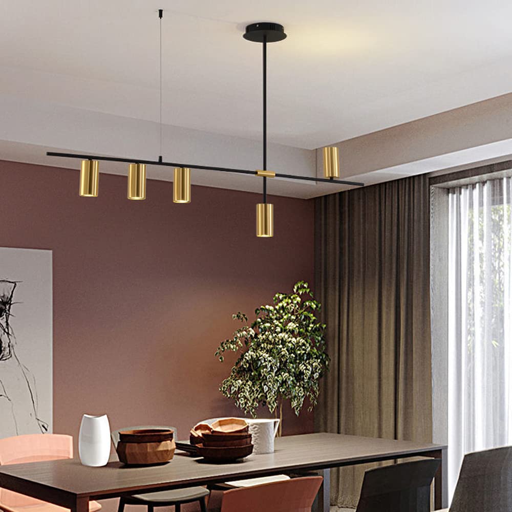 Lampada a sospensione minimalista con striscia di metallo, lampada a sospensione a LED per soffitto, moderna lampada da tavolo da pranzo per interni, lampadario nordico per cucina e soggiorno