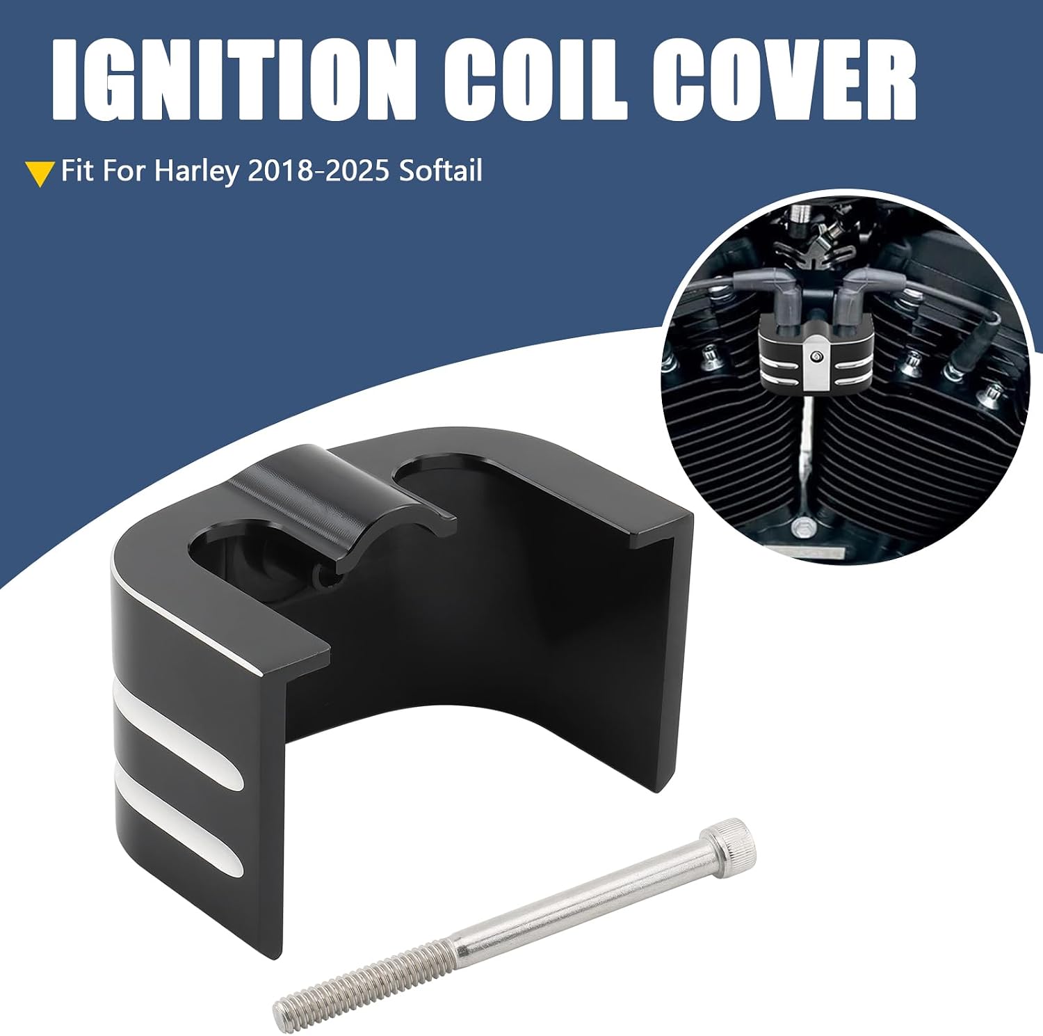 Coil Cover Ignition Coil Cover Fit For Harley 2018-2025 Softail Breakout Fat Bob Fat Boy 114 Heritage Classic Low Rider FXLRS Street Bob FXST (Black White)