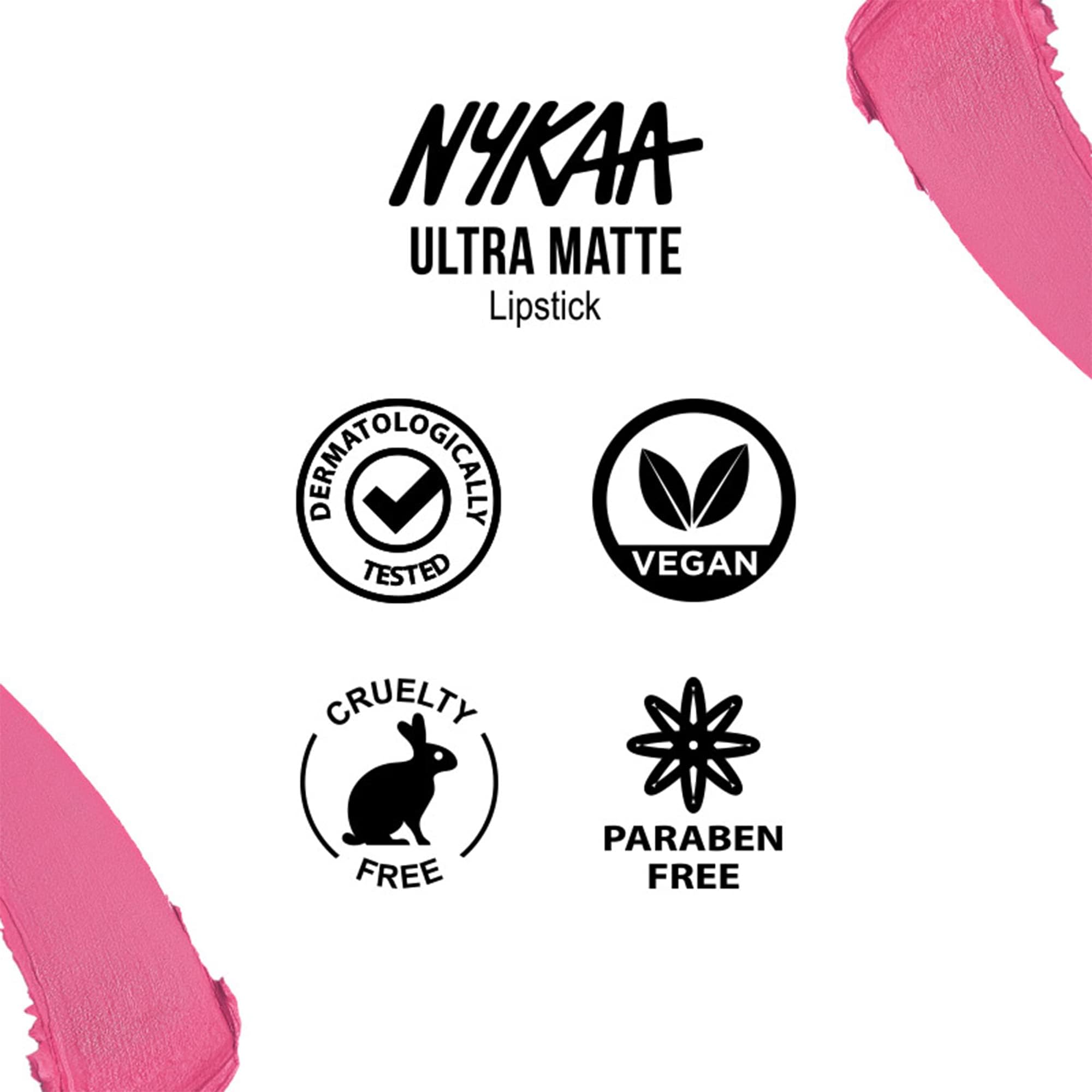 Nykaa Ultra Matte Lipstick (Cleopatra - 08) - Pink - Super matte finish lipstick with jojoba oil fortified formula, long-wearing & weightless (5gm)