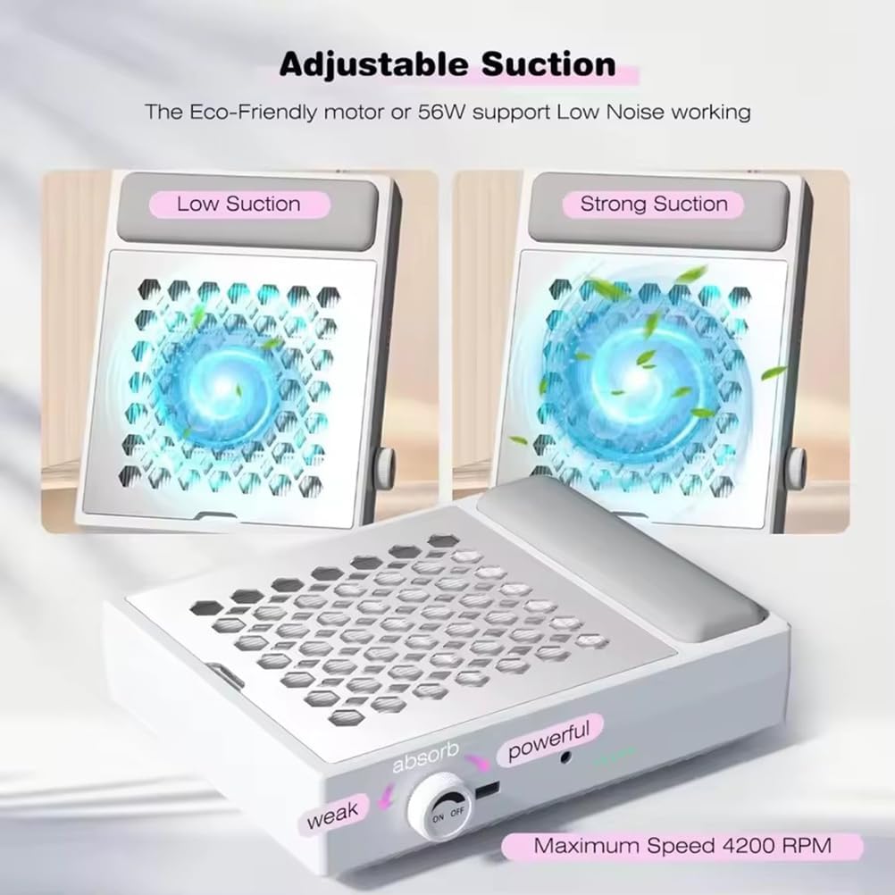 Nail Dust Collector, Dust Collector Nail Tech, Professional Vacuum Fan Vent Dust Extractor Quiet Dust Suction Machine for Acrylic Nails Polishing, Nail Salon&Home