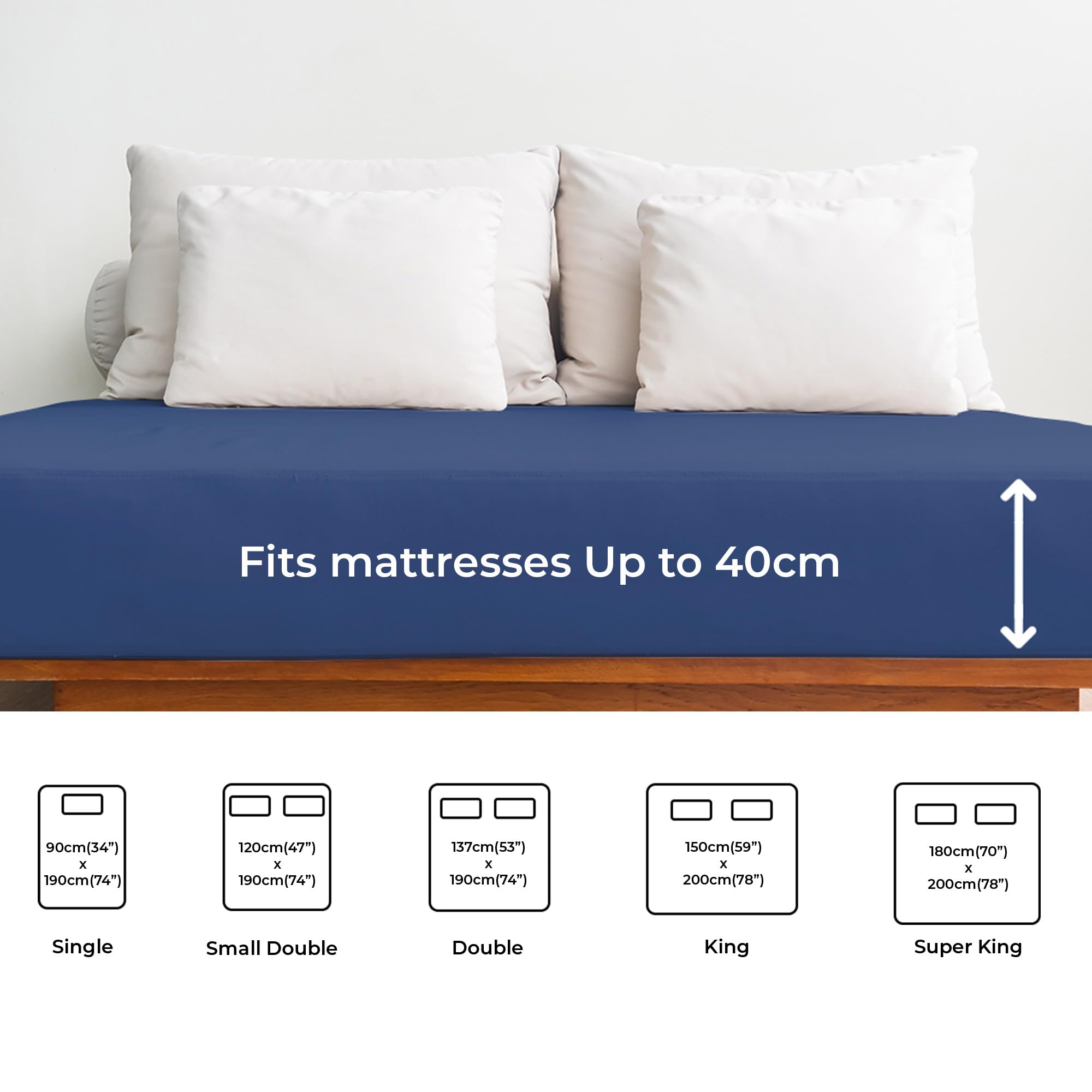 Small Double Fitted Bed Sheet 120x190cm, Extra Deep Fitted Sheet for Mattresses up to 40 cm (16"), Soft Brushed Microfiber - Image 4