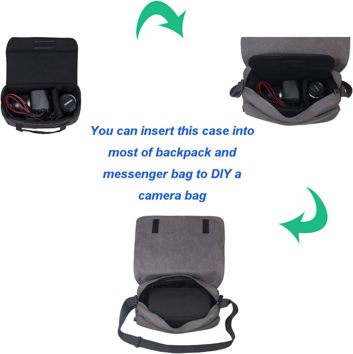 BOMKEE Camera Inserts Lens Padded Insert Liner DSLR SLR Protective Bag Camera Cube Roomy Case Waterproof Foldable pouch for Camera Lens Accessories Sony Canon Nikon Olympus (Black) - Image 5