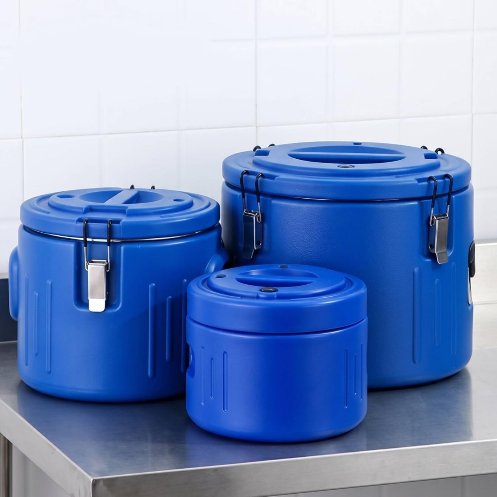 3 Piezas Cubo Térmico Aislado Contenedor Recipiente Bidón con Estructura Resistente y Tapa Segura Mantiene Temperatura Estable Adecuado para Guardar y, Array, Rojo