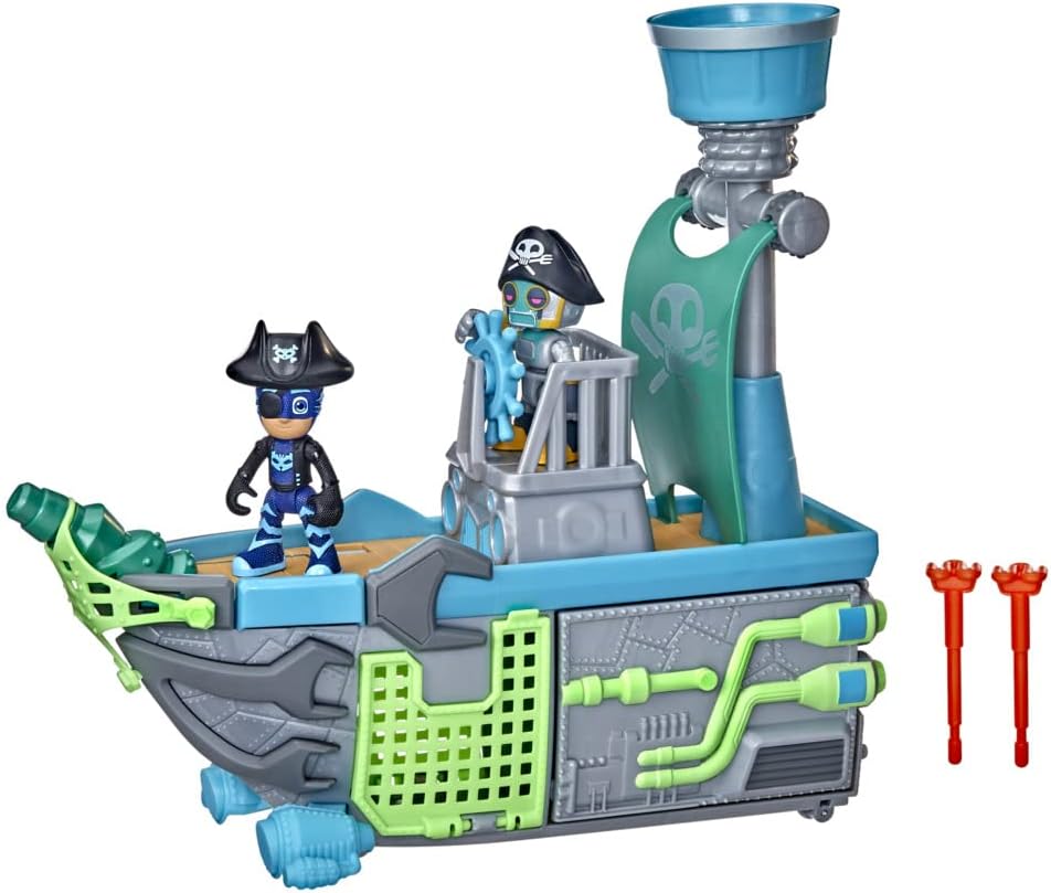 PJ Masks Sky Pirate Battleship Preschool Toy, Vehicle Playset with 2 Action Figures for Kids Ages 3 and Up Multicolor F3665