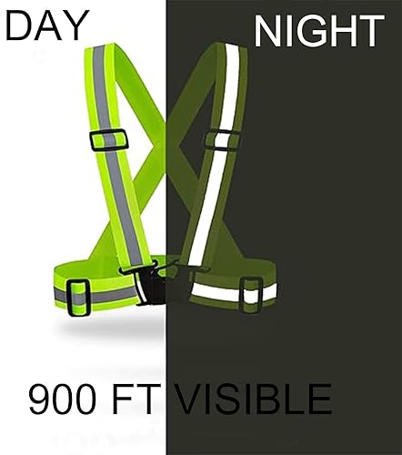 Miniatura 3 de Chaleco de seguridad reflectante de 2 piezas, chaleco de seguridad ajustable de alta visibilidad, chaleco de correr para actividades al aire libre,