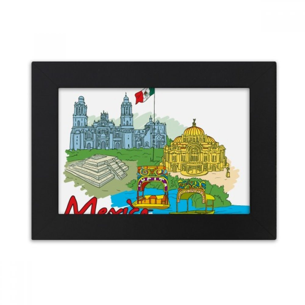 Cadre photo 10x15 noir motif Mexique pour embellir une étagère ou un meuble