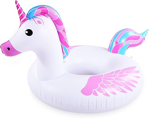 Inflatable Flamingo Pool Float Tube for Party, Inflatable Raft Pool Toys, Pool Float for Adults and Kids Blanco