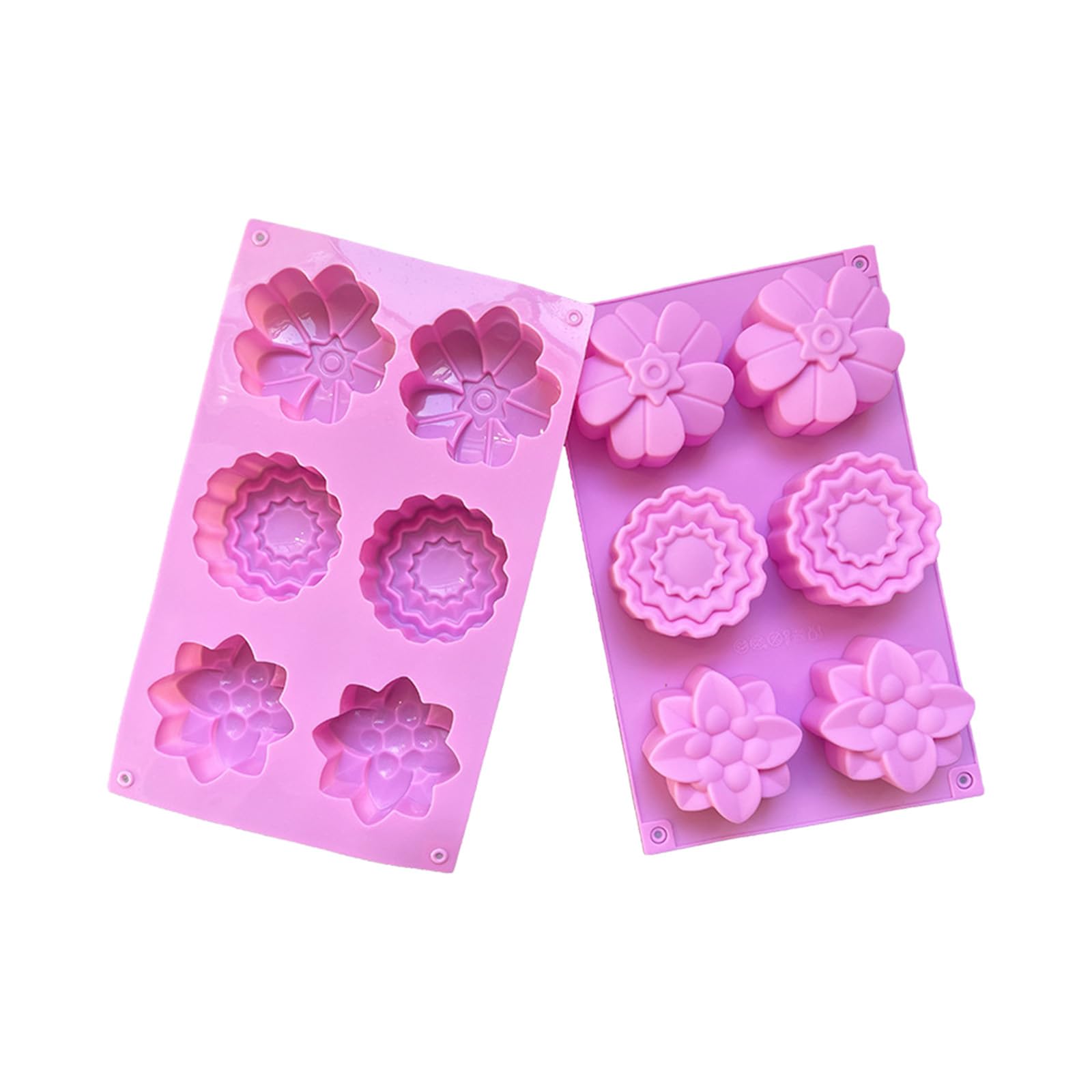 Buxuaaaa 6 Cavity Silicone Flower Baking Molds Nonstick Easy Releases for Cakes Cupcakes Dessert Soap Making Baking Tool
