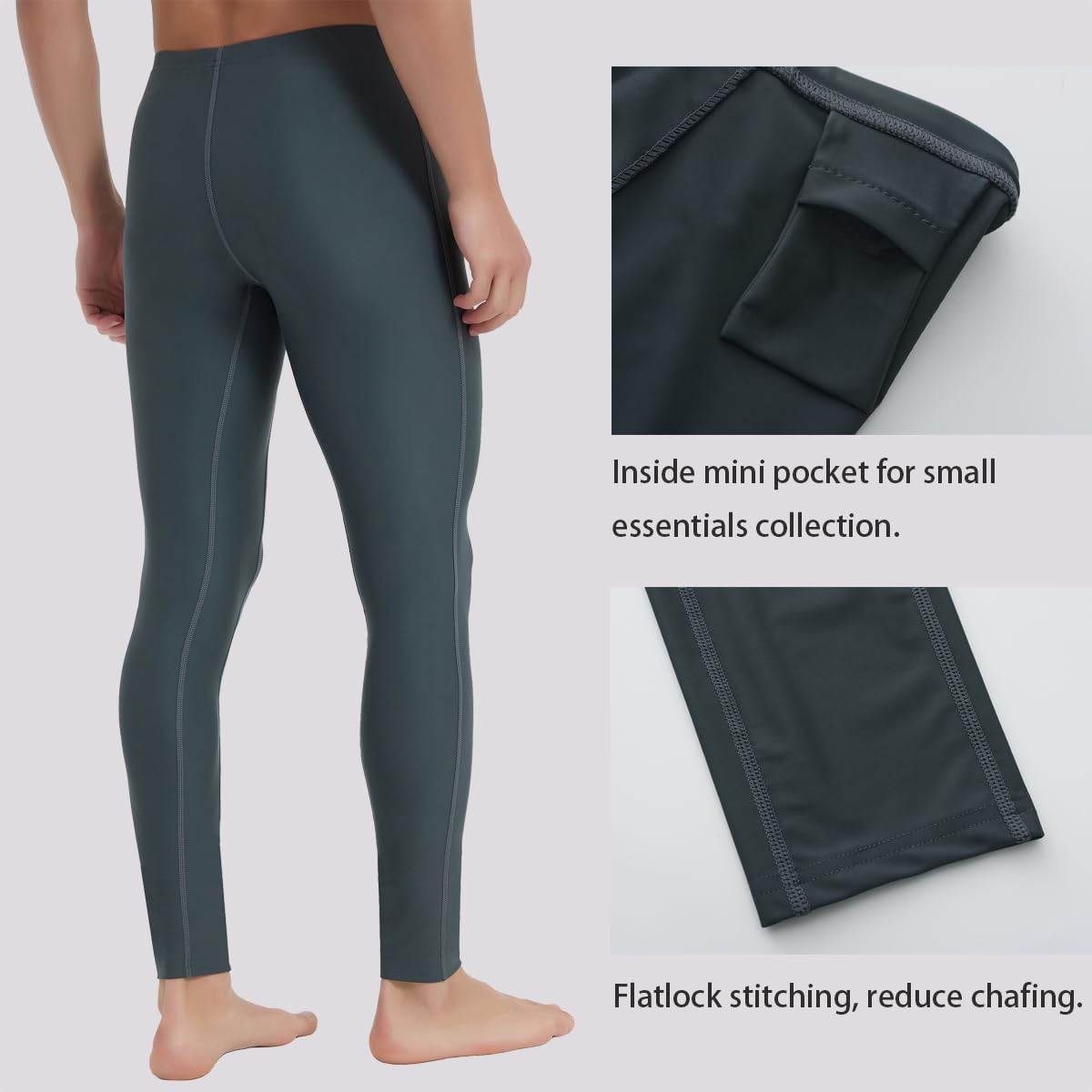 Ubestyle UPF 50+ - Leggings sportivi da uomo, per surf, nuoto, spiaggia, protezione solare