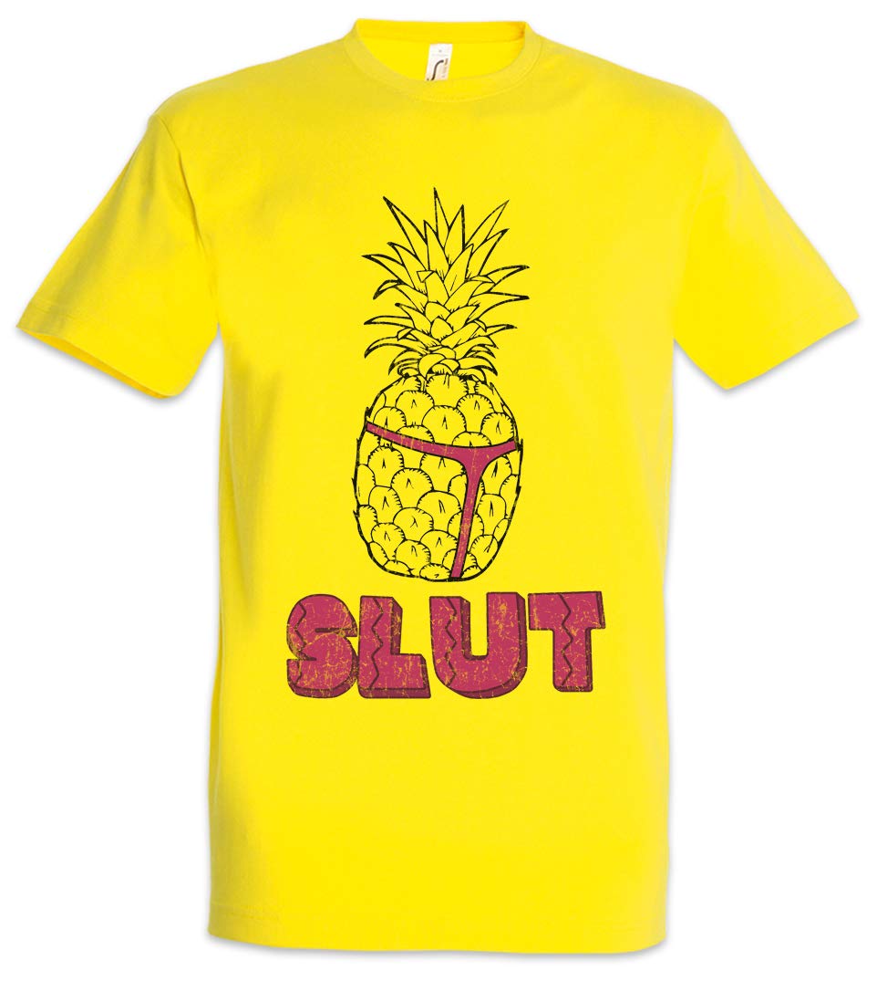 Urban Backwoods Pineapple Slut Men T-Shirt Yellow Size L