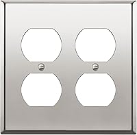 Vista 78 de ENERLITES Placa de pared de metal dúplex para receptáculos, cubierta de salida de acero inoxidable, resistente a la corrosión, tamaño de 1 banda