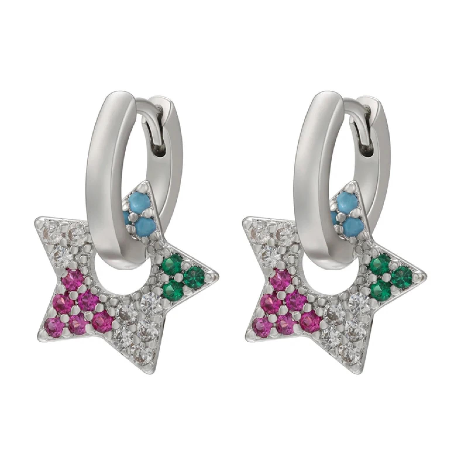 WZGWDC Orecchini a Cerchio Piccoli con Stella a Forma di Cuore da Donna