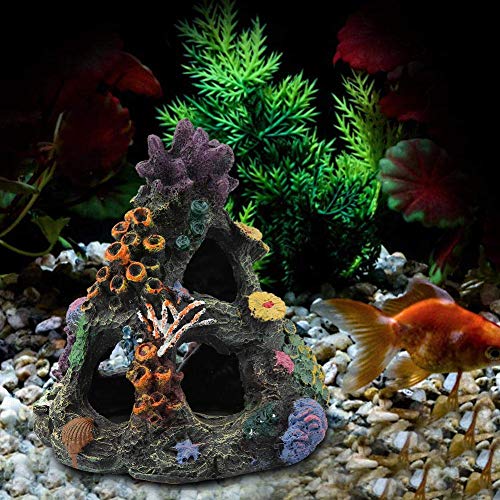 Hffheer Aquarium Resin Ornament Fish Tank Cave Decor Underwater Simulation Resin Mountain Aquarium Rock Formation Decoration With Caves #TOP6