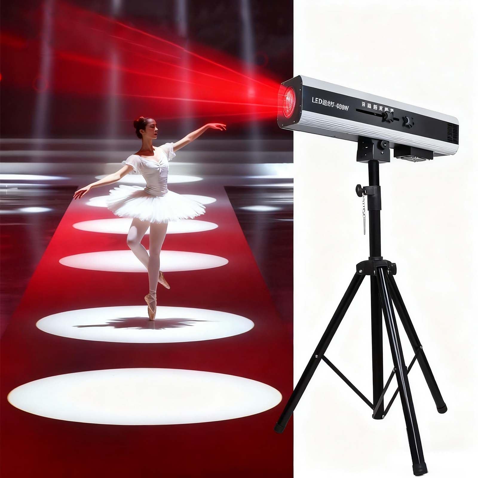 Faro A LED da Palcoscenico da 880W con Treppiede, Faretto A Profilo con Zoom Manuale per Teatro, Concerti E Spettacoli dal Vivo, LED COB con Proiezione di GOBO, Temperatura Colore E Luminosità