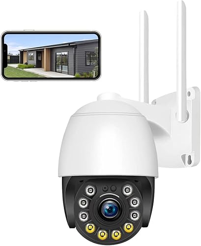 Cámara de seguridad para exteriores con cable con color de visión nocturna, cámaras WiFi 360 para seguridad del hogar, cámaras de videovigilancia