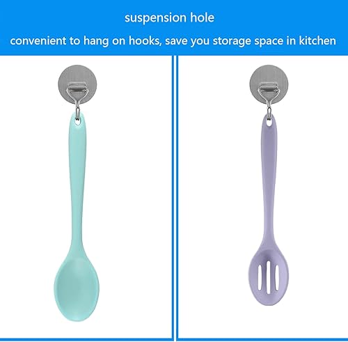 Miniatura 3 de Juego de cucharas pequeñas de silicona multicolor antiadherentes para mezclar cucharas ranuradas para cocina, cuchara de servir, cuchara de revolver