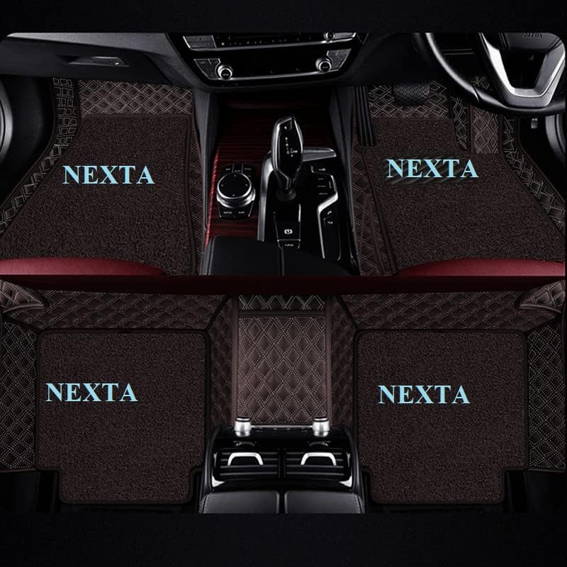 Image of NEXTA 7D Premium Faux Leather Custom Fitted Car Floor Mats for MG Majestor - 7 Seater (All 3 Rows) II Double Stitching II 7 Layer Protection II 100% Waterproof & Washable - (Coffee)