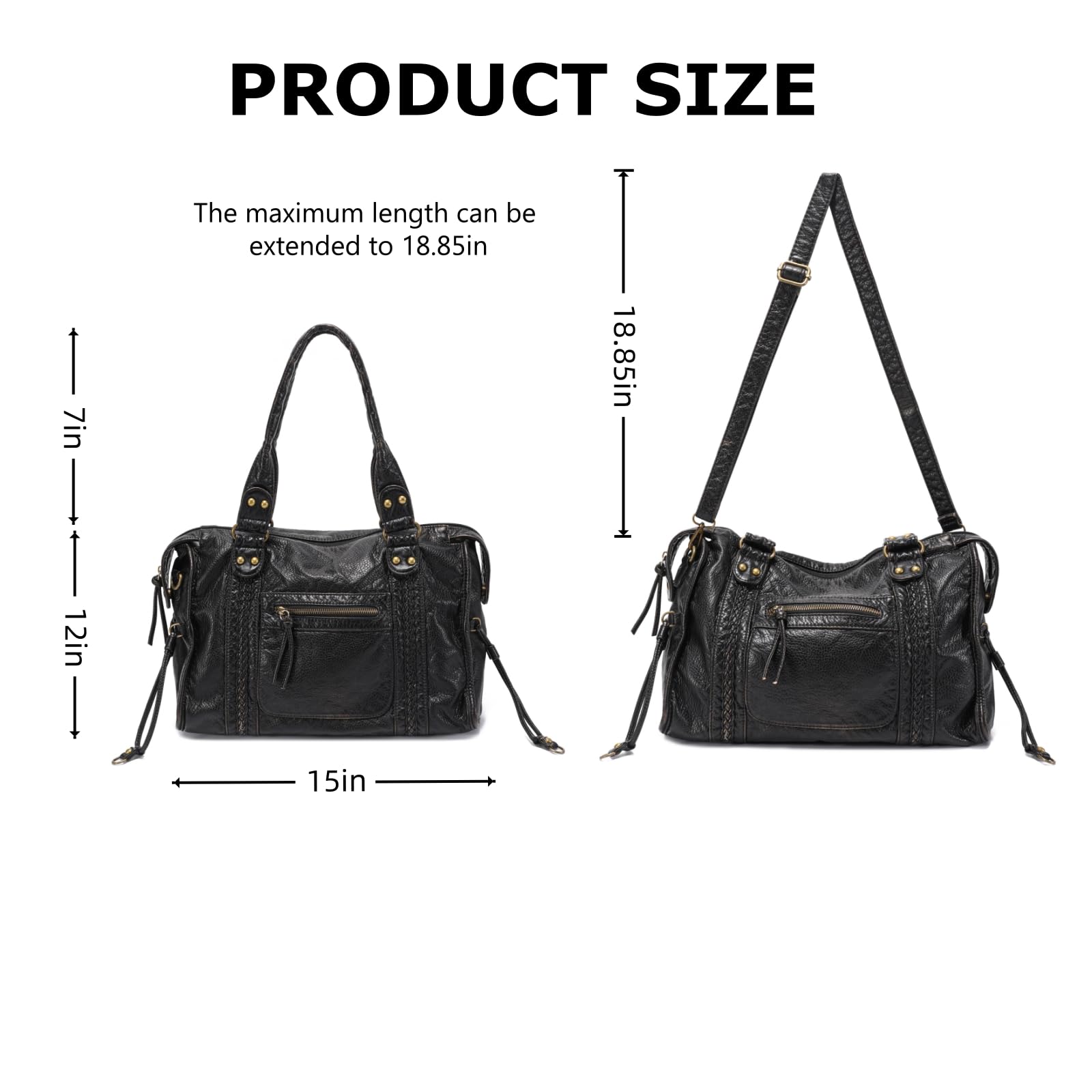 JOLLQUE Handtasche Damen für Frauen,Große Retro Gewaschen Leder Vintage Tasche,Vintage Y2K Sommer Hobo Schulter Arbeitstaschen