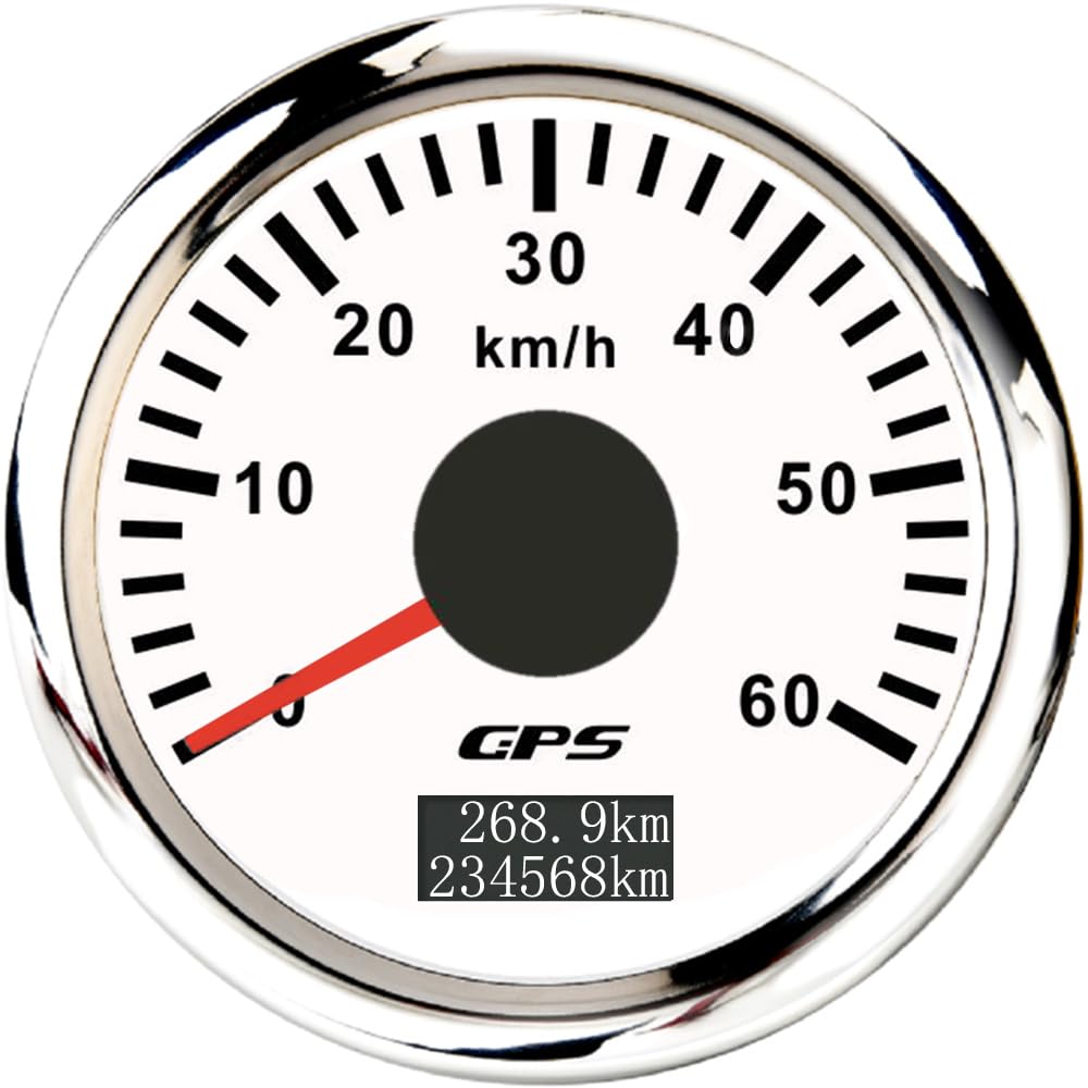 ELING 52mm GPS Speedometer 0-60km/h Odometer with 7 Colors Backlight for Speedboats Ships ATV