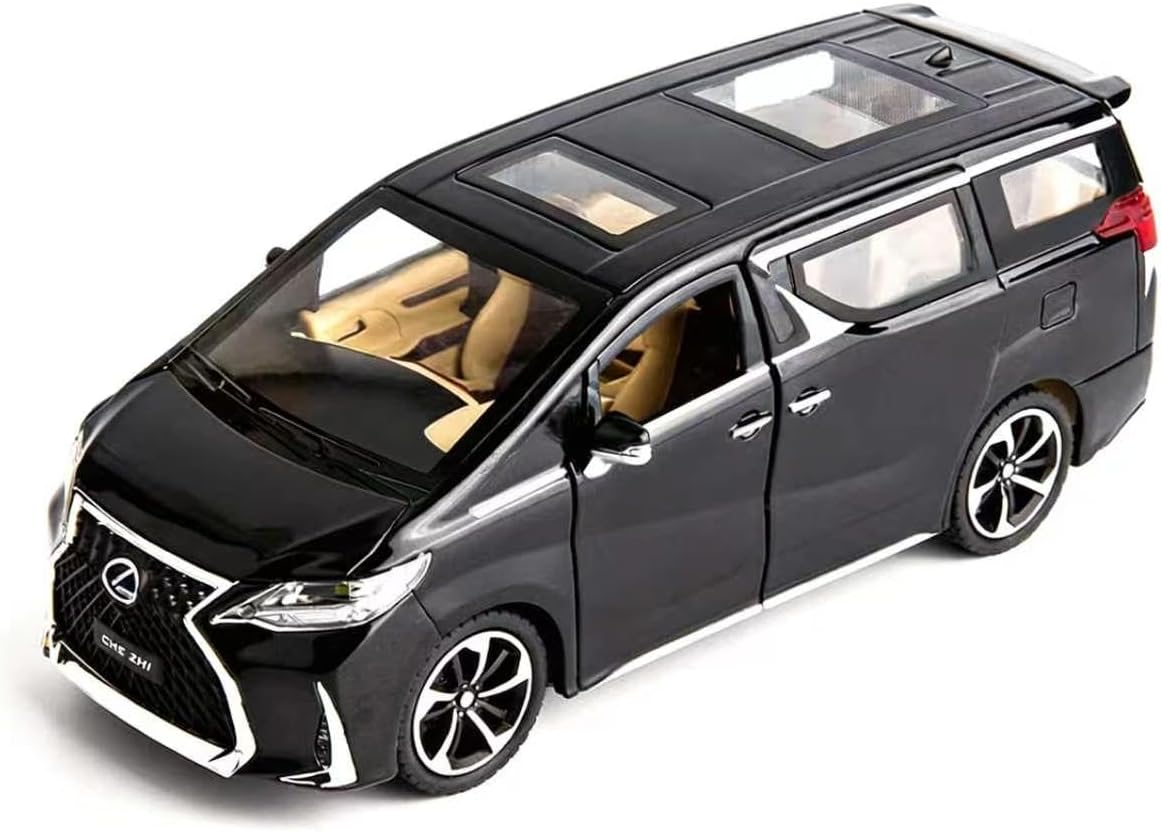 Toy Car 1/24 Lexus LM300 Alloy Pull Back Diecast Metal Car Model with Light and Sound Toy Vehiches Door and Can be Opened