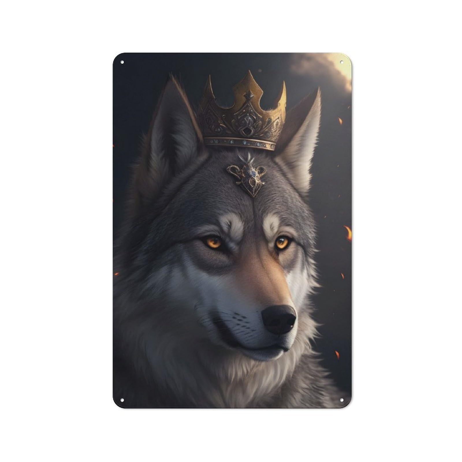 Wolf King Funny Cottage Style Metal Wall Decor 30x20cm, Farmhouse Metal Sign for Kitchen, Cottage, Porch Or Garden Room