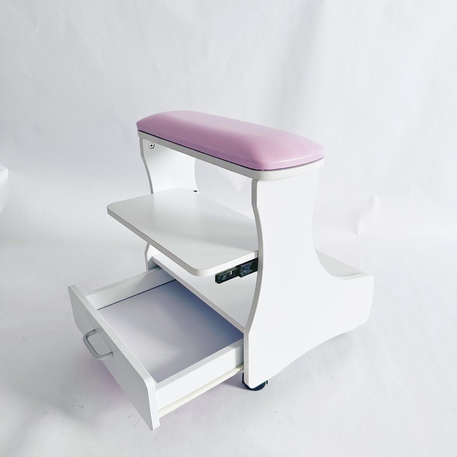 Pedicura Soporte Pedicura Pedicura Pie Pedicura Pie Pedicura Estación Manicura Soporte Móvil Ergonómico con Cajón para Utensilios Adecuado Pa, Rosa