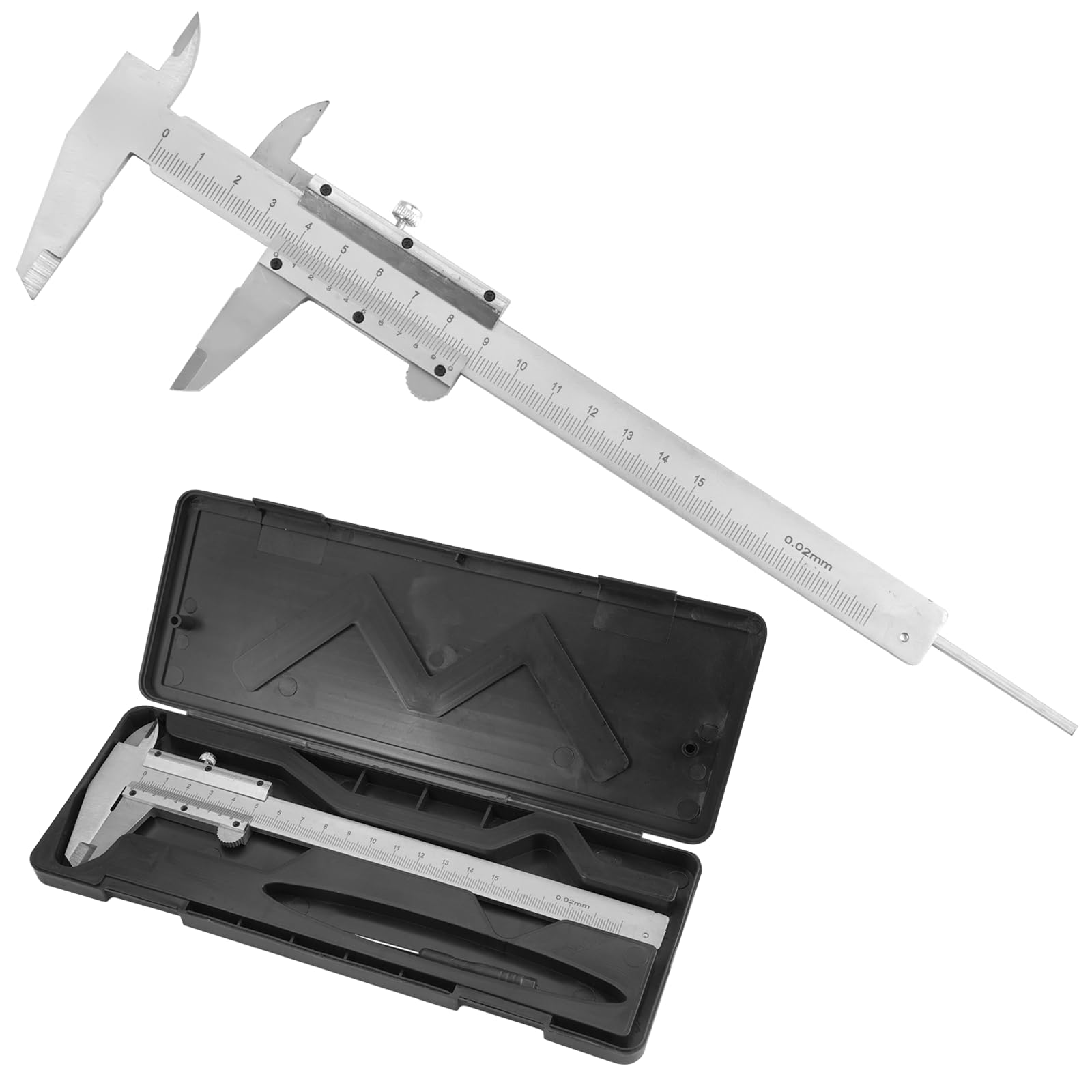 Pie de Rey 0-150mm/0-6in, Precisión 0.02mm/0.001in, Pie de Rey Analogico | Calibre Vernier de Acero, con Estuche, Calibre Analogico para Hogar, Oficina, Estudiantes, Industria, Bricolaje