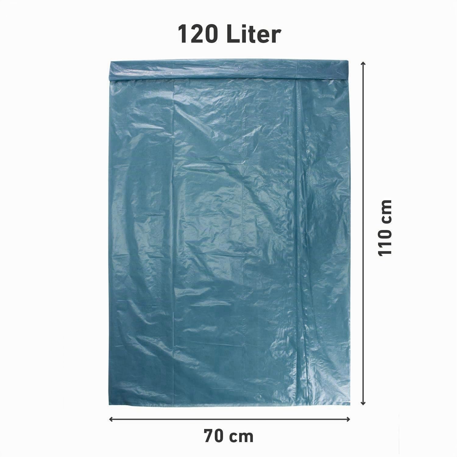 Hypafol Müllsäcke, 250 St. extra starke blaue Müllbeutel | 120 l Fassungsvermögen, 700 x 1.100 mm, gerollt | Typ 80 - besonders reißfest, 64 my | ideal für Garten, Haushalt, Büros & Umzüge | 10 Rollen