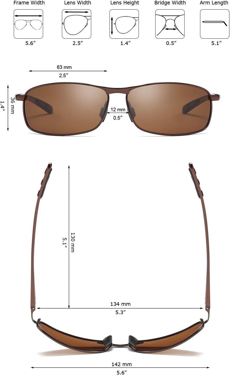 ZHILE Rectangular Polarized Sunglasses Al-Mg Alloy Temple Spring Hinge UV400 - Image 5